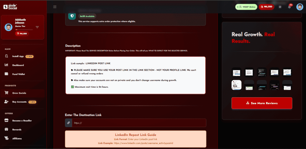 Close-up shot of a user pasting a direct post URL into a dashboard field.