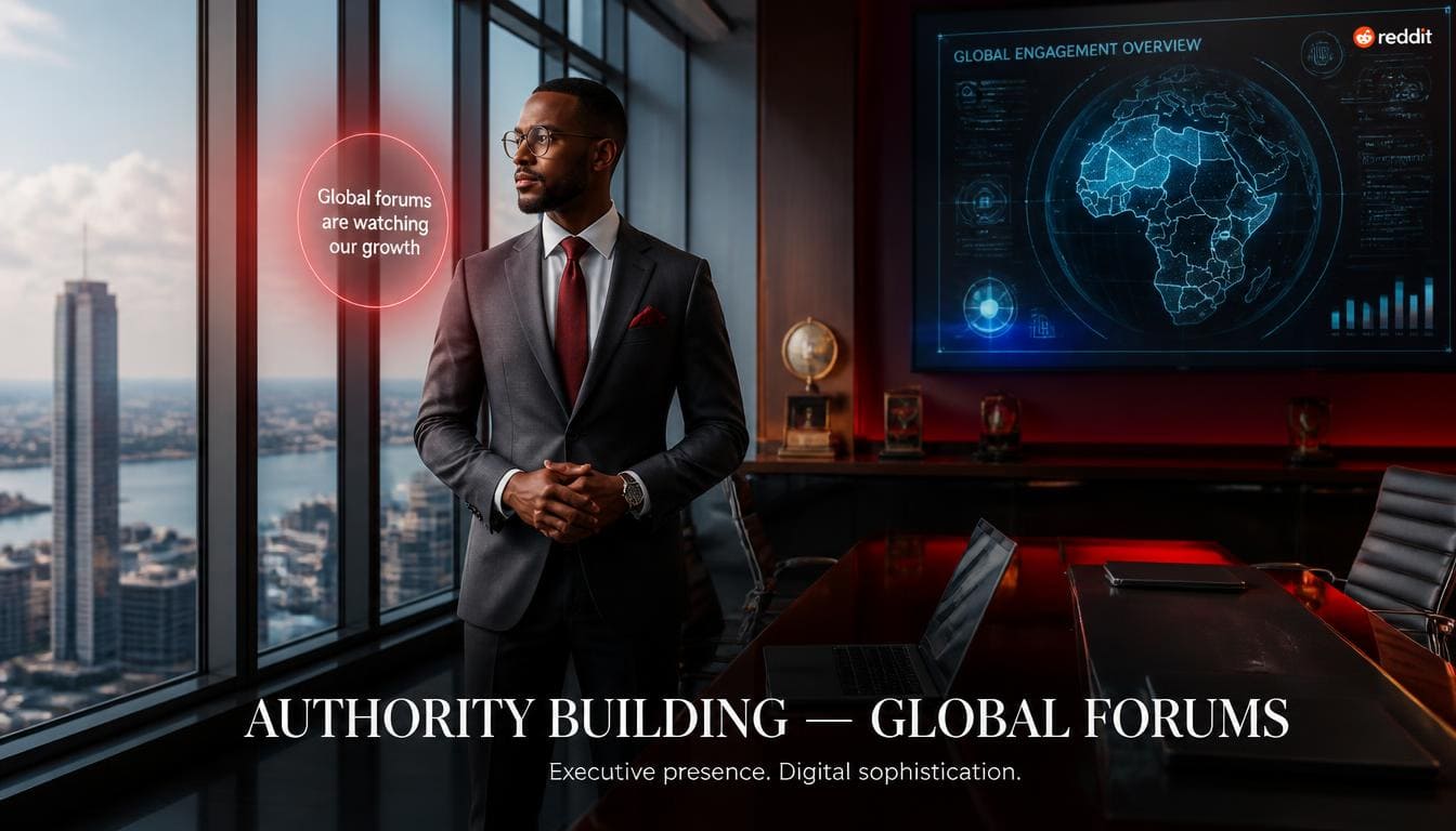Professional digital marketing thought leader analyzing community engagement metrics across modern online forums