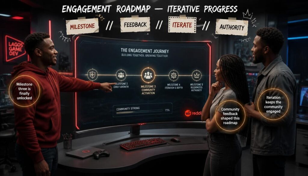 Roadmap diagram illustrating the four progressive stages of forum authority and recognition