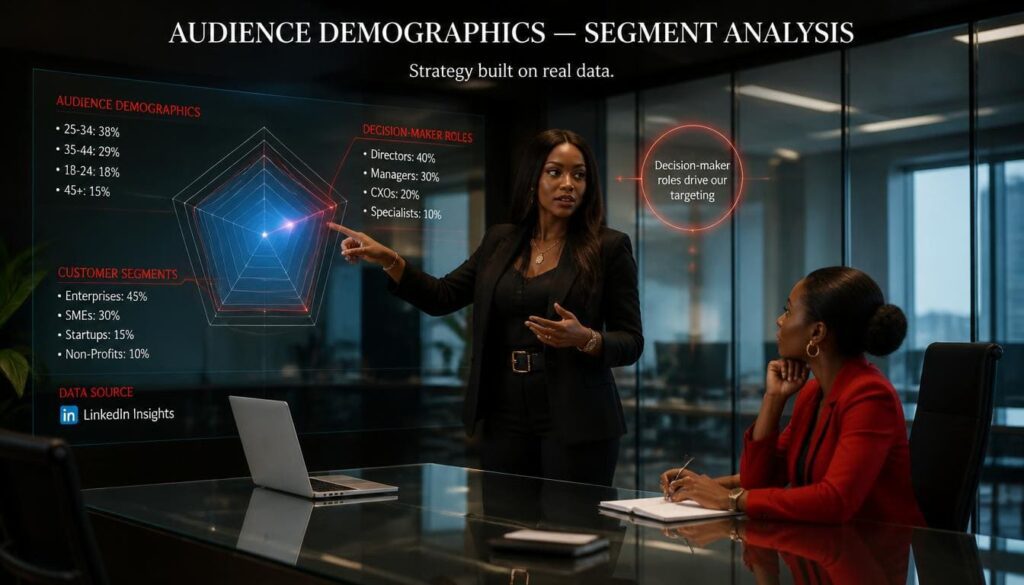 Audience targeting diagram showing demographic segments for Nigerian professionals looking to expand their corporate networks