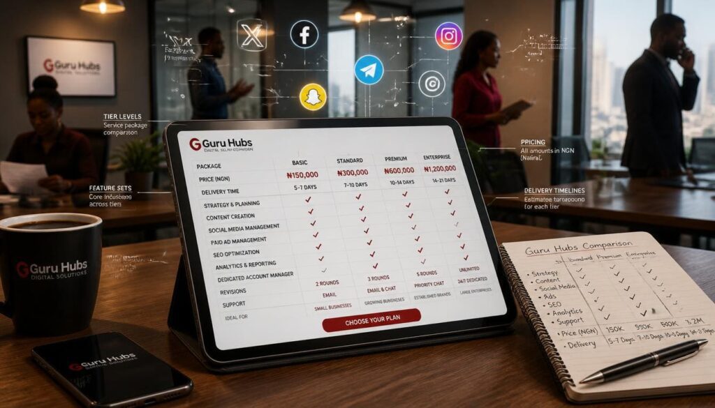 A transparent comparison table displaying clear digital service prices and features.