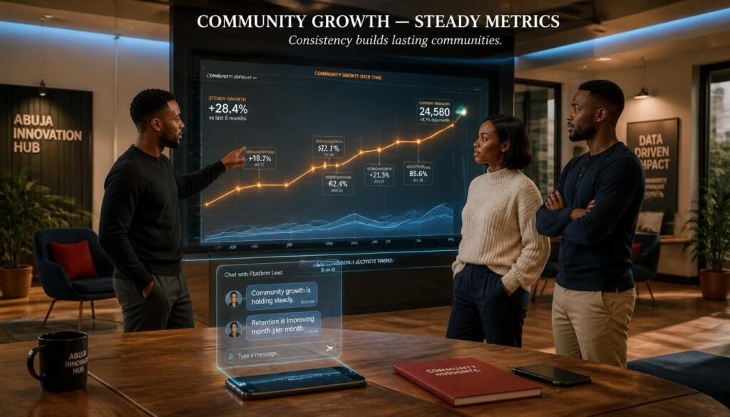 Line chart displaying steady upward trajectory of Facebook audience growth and digital connection.