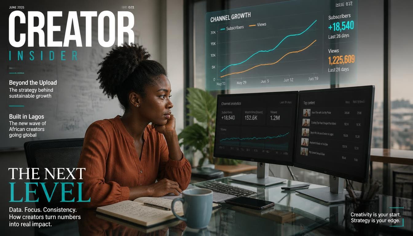 Analytical dashboard showing YouTube growth metrics and subscriber count real analysis