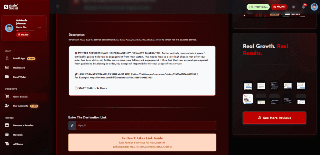Video frame capture demonstrating how to submit a tweet link into the order box